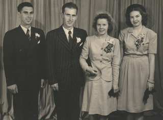 Ruth's wedding photo. Jim's brother Don is best man on the left.